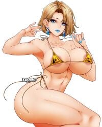 bikini_bottom blonde_female blonde_hair blue_eyes breasts emma_frost emma_frost_(marvel_rivals) kachimu large_breasts marvel marvel_comics marvel_rivals swimsuit thick_thighs thighs white_queen wide_hips x-men