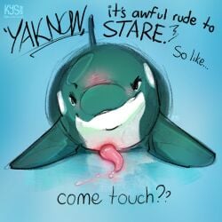 1:1 animal_genitalia animal_penis bedroom_eyes blush bodily_fluids cetacean cetacean_genitalia cetacean_penis dolphin dripping english_text erection eyebrows feral genital_fluids genitals green_body green_skin hi_res inviting_viewer knowyoursources male mammal marine narrowed_eyes oceanic_dolphin orca penis pink_penis precum precum_drip precum_on_ground precum_squirt raised_eyebrow seductive smile smiling_at_viewer smirk smirking_at_viewer solo tapering_penis text toothed_whale