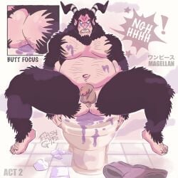 anthro ape ass ass_focus balls ballsack bara bara_ass bara_butt bara_tits bathroom beast big_ass big_belly big_boy big_butt big_male black_hair black_nails blue_markings blush blushing_at_viewer blushing_face blushing_hard blushing_male boobs breasts brown_dick brown_dildo brown_nipples brown_penis bussy butt_focus chief_warden_magellan chubby chubby_belly chubby_cheeks chubby_male circumcised confusion contamination cross_eyed cross_eyes cum cum_in_ass cum_in_bussy dialogue dialogue_box dick dildo embarrassed exposed_ass exposed_belly exposed_breasts exposed_butt exposed_nipples exposed_torso fat fat_ass fat_butt fat_male fatty feet feet_focus flashgritz fully_naked guard hairy hairy_arms hairy_ass hairy_body hairy_chest hairy_feet hairy_hands hairy_legs hairy_male horns humanoid impel_down leaking leaking_cum legs_up magellan male male_only man_boobs man_breasts medium_penis messy messy_cum monster on_toilet one_piece oozing page_2 page_number pain painful penis pink_tip plump plump_ass plump_butt pointy_ears poison purple_cum purple_underwear restroom restroom_stall sharp_teeth shocked shocked_expression smoke squirting squirting_from_anal staring_at_viewer sweat sweaty testicles text toilet toilet_paper toilet_seat toilet_stall underwear_removed venom