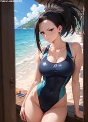 1girls 2d ai_generated ass athletic athletic_female bare_shoulders belly big_breasts black_eyes black_hair boku_no_hero_academia breasts chest cleavage curvy curvy_figure cute cute_face detailed eyelashes eyeshadow female female_only fit fit_female focus green_eyes high_quality large_breasts legs light-skinned_female light_skin lips lipstick looking_at_viewer makeup mascara midriff momo_yaoyorozu my_hero_academia navel nero100 pale-skinned_female pale_skin ponytail posing seductive seductive_look stable_diffusion swimsuit swimwear tagme thighs thin_thighs thin_waist