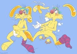 balls bonkers bonkers_(series) brainsister detachable_balls detachable_parts detachable_penis disney fall-apart_rabbit falling falling_apart handjob hi_res male male_only masturbation nude patch rabbit toony yellow_fur