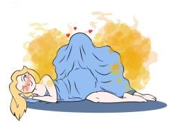 1girls blanket blonde_hair dutch_oven enjoying_farts fart fart_cloud fart_fetish fartasticgirl farting hearts_around_head hotbox under_blanket unseen_character