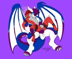 anal anthro balls big_balls bite blushing_profusely bodily_fluids canid canine canis cum cyanotic_epithelium dragon duo european_mythology femboy fur genital_fluids genitals grabbing_from_behind hi_res horn hybrid knot leg_grab male male/male male_penetrated mammal muscular mythological_creature mythological_scalie mythology nipples nude penetration penile penile_penetration penis penis_grab precum rentalgf scalie sex shaking simple_background size_difference spread_legs spreading tail trembling white_body wings wolfdog