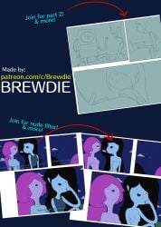 2girls adventure_time black_hair brewdie cartoon_network comic dialogue female female_only finn_the_human grey_body grey_skin marceline pink_body pink_hair pink_skin princess_bubblegum text vampire vampire_girl yuri