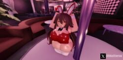 1girl 3d armpits arms_behind_head arms_up big_breasts blackhornzz brown_hair bunny_costume bunny_ears bunny_girl bunny_suit bunnysuit female genshin_impact hu_tao_(genshin_impact) long_hair looking_at_viewer playboy_bunny request roblox robloxian solo stretching stripper stripper_pole thick_thighs thigh_highs thighhighs twitter_username wink winking winking_at_viewer