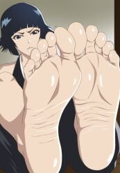 ashilover44 bleach bleach:_sennen_kessen-hen bleach:_the_thousand-year_blood_war blue_eyes dark_hair feet foot_fetish foot_focus soifon sole_female soles sui-feng