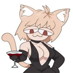 ai_generated breasts breasts cat_ears cat_eyes cat_girl cat_tail edited female hips holding_cup looking_at_viewer melty_blood neco-arc sexy sexy_body