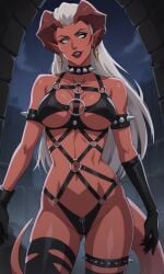 1girls ai_generated ass bigmic145 bondage bondage breasts critical_role critical_role:_vox_machina demon demon_girl dominant dominatrix female female_only horns latex long_hair pointy_ears red_body red_skin revealing_clothes spikes tail teasing the_legend_of_vox_machina vox_machina zahra_hydris