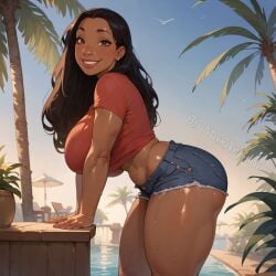 ai_generated ass big_ass dark-skinned_female dark_skin disney female female_focus female_only lilo_and_stitch maxartison nani_pelekai shorts thick_thighs
