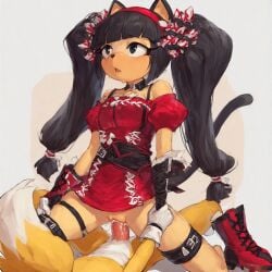 1boy 1girls ai_generated ass big_penis cat_ears cowgirl_position cum cum_in_pussy cum_inside feline female fox furry honey_the_cat male penis penis_in_pussy pussy sex sonic_(series) sonic_the_hedgehog_(series) straight tails_the_fox vaginal_penetration