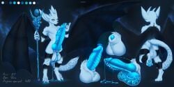 absurd_res animal_genitalia animal_penis anthro ass backsack balls big_penis big_wings biped black_wings bodily_fluids canine_genitalia canine_penis cum digital_media_(artwork) erection fluffy fluffy_tail fur genital_fluids genitals hi_res huge_cock huge_wings hyper hyper_genitalia hyper_penis kabarga knot knotted_penis looking_at_viewer male male_anthro mammal membrane_(anatomy) membranous_wings model_sheet nude penis penis_tip scales sheath simple_background smile solo staff tail tuft vein veiny_penis white_body white_fur wings
