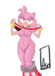 amy_rose asomium breasts clothing dress female hedgehog mammal pussy solo sonic_(series)