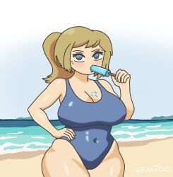 alternate_version_at_source alternate_version_available amateur_artist beach blonde_female blonde_hair blue_eyes fhs fhsz3r0 fnafhs fnafhs_z3ro fnafhsrule34 fnafhsxxx joy_(fnafhs) looking_at_viewer santoo115 swimsuit