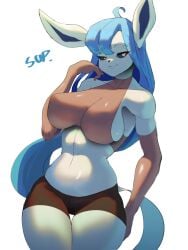 anthro big_breasts female glaceon pokemon sanarpg solo