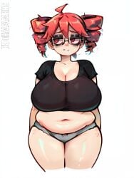1girls ai_generated alternate_costume female femcel glasses kasane_teto plump shewwwhore simple_background utau white_background