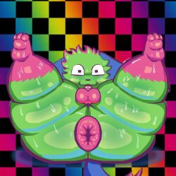 2025 3_toes :3 anthro anus ass balls big_anus big_butt black_nose blue_body blue_fur bodily_fluids butt_focus checkered checkered_background cheek_tuft domestic_cat dont_touch_my_pizza_guy english_description facial_tuft feet felid feline felis foreskin front_view fur genitals gradient_background green_body green_fur huge_butt kevin_(nyanwolf) leg_markings lying male male/male mammal markings meme multicolored_body multicolored_fur nyanwolf on_back pattern_background penis pink_anus pink_body pink_fur pink_markings presenting presenting_hindquarters puffy_anus remmy052175824 retracted_foreskin simple_background socks_(marking) solo sparklefur spread_legs spreading sweat sweaty_body sweaty_butt tail thick_thighs toes tuft uncircumcised