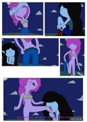 2girls adventure_time black_hair blush bottomless bottomless_female bra brewdie cartoon_network comic dialogue female female_only grey_body grey_skin licking marceline pink_body pink_hair pink_skin princess_bubblegum tagme text tongue undressing vampire vampire_girl yuri