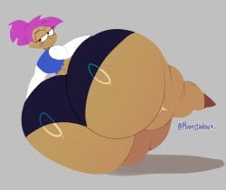 1girls ass ass_bigger_than_head ass_bigger_than_torso big_ass bottom_heavy breasts_bigger_than_head bubble_butt clothing dark-skinned_female dark_skin dat_ass enid fat_ass female female_only huge_ass hyper hyper_ass large_ass looking_at_viewer looking_back massive_ass moonraige ok_k.o.!_let's_be_heroes pink_hair shirt shorts solo thick_ass thick_thighs thunder_thighs