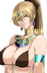 1girls big_breasts bikini blonde_hair blue_eyes breasts cleavage crane_yuzuriha dancer duo egyptian_clothes female female_only ingridd88 jewelry large_breasts long_hair looking_at_viewer ponytail saint_seiya saint_seiya:_the_lost_canvas silver_saints smile swimsuit upper_body