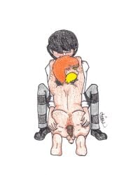 2012 2boys artist_name ass black_hair blonde_eyebrows blonde_mustache clockworkaardvark clothed clothing dr._seuss dr_seuss gay human illumination_entertainment kitty_(artist) lorax male male_only mammal once-ler orange_hair scat the_lorax the_lorax_(film) traditional_media_(artwork) universal_pictures universal_studios yaoi