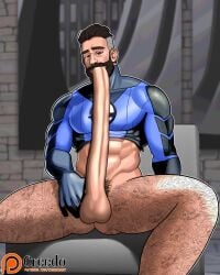 autofellatio balls bara beard big_penis body_hair boner bottomless creedo erection facial_hair fantastic_four male male_only marvel marvel_comics mr_fantastic muscles muscular pantsless penis reed_richards sitting solo solo_male stretchy_penis