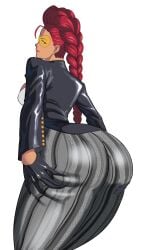 1girls ass big_ass bottom_heavy breasts bubble_butt clothing crimson_viper dat_ass ear_piercing earrings fat_ass female female_only flare_pants forbidden_pants glasses gloves hands_on_ass hands_on_own_ass huge_ass large_ass octavius_dp piercing solo street_fighter suit thick_ass thick_thighs wide_hips