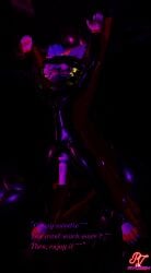 ball_gag blender_(artwork) blindfold bondage clothing corset cross deuzear digital_media_(artwork) gag hi_res latex leash lingerie magic_wand male ryuzen_ad solo topwear