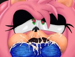 amy_rose balls black_eyeshadow black_lipstick cum cum_in_mouth cum_through_nose deepthroat eyeshadow female furry hairy_balls heart-shaped_pupils hedgehog kaijujuggs lipstick male oral oral_sex sega sonic_(series) sonic_the_hedgehog