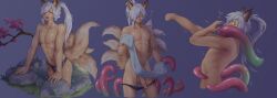 absurd_res aidennguyen17 animal_humanoid bara black_clothing black_underwear canid canid_humanoid canine canine_humanoid clothing erection fox_humanoid genitals glans hair hi_res hot_spring humanoid humanoid_genitalia humanoid_penis male mammal mammal_humanoid muscular muscular_humanoid muscular_male nude_anthro nude_male penis solo submissive submissive_humanoid submissive_male tentacles_on_male underwear water wet wet_body white_hair yaoi