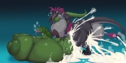 2025 2:1 absurd_res ahe_gao anthro ass balls belly belly_inflation ber00 big_balls big_breasts big_butt big_nipples bodily_fluids breasts collar cum cum_inside cum_overflow digital_media_(artwork) dinosaur dromaeosaurid duo eye_roll female genital_fluids genitals green_body green_scales gynomorph gynomorph/female hi_res huge_balls huge_breasts huge_butt huge_nipples huge_thighs hyper hyper_balls hyper_breasts hyper_genitalia hyper_inflation inflation inflation intersex intersex/female leash leash_pull lizard looking_pleasured muscular muscular_female muscular_intersex nipple_piercing nipples nude petra_pascal piercing prehistoric_species reptile scales scalie sex stomach_bulge sweat theropod thick_thighs tongue tongue_out