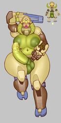 2017 2d balls big_breasts blizzard_entertainment breasts dickgirl erection female heart hi_res horn intersex living_machine looking_at_viewer machine mechamonkeyz_(artist) nipples no_humans omnic orisa overwatch penis range_weapon simple_background video_games wide_hips