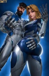 1boy1girl 3d 3d_(artwork) abs ass ass_grab beard blender blonde_hair bodysuit butt_grab clothing fantastic_four female goes_hard groping_ass hand_on_chest hero heroine huge_ass invisible_woman invisible_woman_(marvel_rivals) looking_at_viewer male marvel marvel_comics marvel_rivals reed_richard reed_richards_(marvel_rivals) sideboob smitty34 sue_storm thick_ass