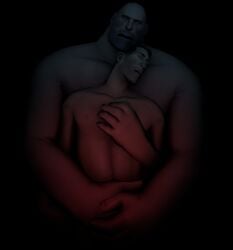 3d artistic_nude bald bald_male bara canon_couple chest_hair embrace gay hand_on_chest heavy_weapons_guy hug hug_from_behind human_only jokisenpai lovers male/male male_only medic_(team_fortress_2) no_glasses nude older_male romantic romantic_couple sfm size_difference source_filmmaker team_fortress_2 tender yaoi
