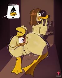 absurd_res anal anatid anseriform anthro anus avian avioylin balls beak bird blush bodily_fluids brown_hair clenched_teeth closet clothed clothing covering covering_self cuckold cum daffy_duck duck duo extreme_size_difference feathers feet female female_anthro genital_fluids genitals hair hat headgear headwear hi_res infidelity larger_anthro long_tail looney_tunes male male/female male_anthro male_rimming_female mammal membrane_(anatomy) motion_lines mouse murid murine nude oral pussy raised_tail rear_view rimming rodent sex shy sitting size_difference smaller_anthro speedy_gonzales tail tail_anus tail_feathers teeth the_looney_tunes_show thick_thighs tina_russo toes tongue warner_brothers webbed_feet yellow_beak yellow_body