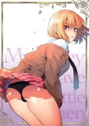 1dickgirl 1futa bob_cut breasts bulging_balls color dickgirl futa_only futanari gyaru hontoku intersex long_socks looking_at_viewer looking_back makeup manga_cover manga_page non-nude panty_flash school_skirt school_uniform short_hair small_breasts solo tagme tomboy trans_woman transfem wadani_hitonori