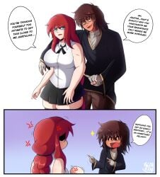 agatha_(bak_stolb) angry_face bak_stolb big_breasts big_butt big_thighs blue_eyes boobs_bigger_than_head breasts brown_hair brown_skin comic_page funny goddess hair_tied red_hair yultarinn zephyrus