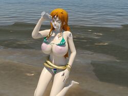 beach big_breasts female female_only large_breasts long_hair nami novacorporation one_piece post-timeskip