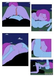 2girls 69 69_position adventure_time ass black_hair blush bottomless bottomless_female breasts brewdie cartoon_network comic cunnilingus dialogue female female_only grey_body grey_skin marceline nude nude_female pink_body pink_hair pink_skin princess_bubblegum pussy tagme text tongue vampire vampire_girl yuri