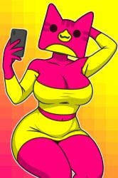 1female cat cat_ears cat_girl cat_humanoid catgirl cube_98_(geometry_dash) cube_humanoid cwimzy female female_only fur geometry_dash pink_fur redraw traced