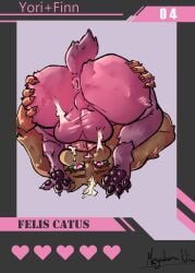 absurd_res anthro bodily_fluids bukkake cum duo face_fucking facesitting female genital_fluids hi_res irrumatio male male/male megaloma-nia oral paws penile penis_in_mouth sex sitting_on_another