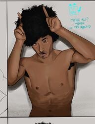 abs black_hair curly_hair happy_trail marvel miles_g_morales miles_morales toned