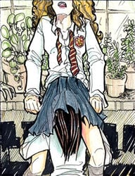 2girls clothed female female/female female_only glockgal harry_potter head_under_skirt hermione_granger human human_female implied_cunnilingus multiple_girls parvati_patil shirt skirt tagme yuri