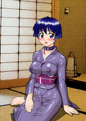 1girls ai_yori_aoshi aoi_sakuraba blush bondage bondage_under_clothes breast_bondage breasts collar crotch_bondage crotch_rope erect_nipples female femsub hidden_bondage kimono kneeling nipple_bulge nipple_clamps nipples_visible_through_clothing pokies pubic_hair rope_bondage rope_harness sakuraba_aoi see-through shibari shibari_under_clothes solo solo_female tsurikichi_doumei umedama_nabu x-ray