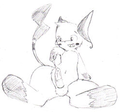 furry kxflyer male male_only monochrome nintendo pokémon_(species) pokemon pokemon_(species) raichu solo