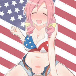 10s 1boy 1girl 1girls amatsuka_megumi_(gj-bu) american_flag american_flag_bikini american_flag_print annosada bad_id bad_pixiv_id belt bikini bow breasts buckle cleavage closed_eyes clothed_sex collarbone cowgirl_position cum cum_in_pussy deep_penetration drill_hair female flag_print girl_on_top gj-bu hair_bow hairbow happy_sex hetero large_breasts long_hair navel open_mouth pink_hair pov print_bikini sex short_shorts shorts smile solo_focus straddling sweat swimsuit twin_drills uncensored united_states vaginal vaginal_penetration