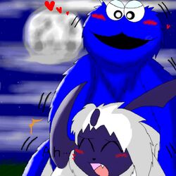 absol blush cookie_monster crossover eastern_and_western_character muppet muppets nintendo pokémon_(species) pokemon pokemon_(species) pokemon_rse sesame_street tagme what