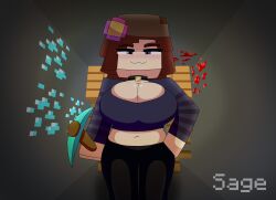 blue_eyes brown_hair clothed collar diamond flower jenny_belle_(slipperyt) minecraft sagetheghost