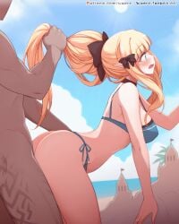 1boy 1girls animated ass beach beach_sex bikini blonde_hair blue_eyes bouncing_breasts breasts clothed_female clothed_female_nude_male clothed_penetration clothed_sex cygames elf_ears elf_female female gif hair_grab heavenly_ass leaning_forward medium_breasts penis princess_connect! princess_connect!_re:dive saren_(princess_connect!) saren_(summer)_(princess_connect!) sex thighs vaginal vaginal_penetration vaginal_sex waero