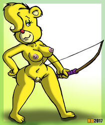 2017 adventures_of_the_gummi_bears bear bow breasts disney female fur hentai_boy mammal nude pussy sunni_gummi weapon yellow_fur