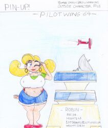 belly huge_breasts pilotwings_64 robin_(pilotwings) unknown_artist